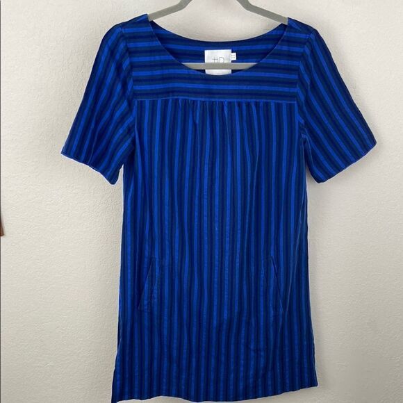 Anthropologie HD in Paris Blue Striped Shift Dress size 4 - Picture 2 of 8